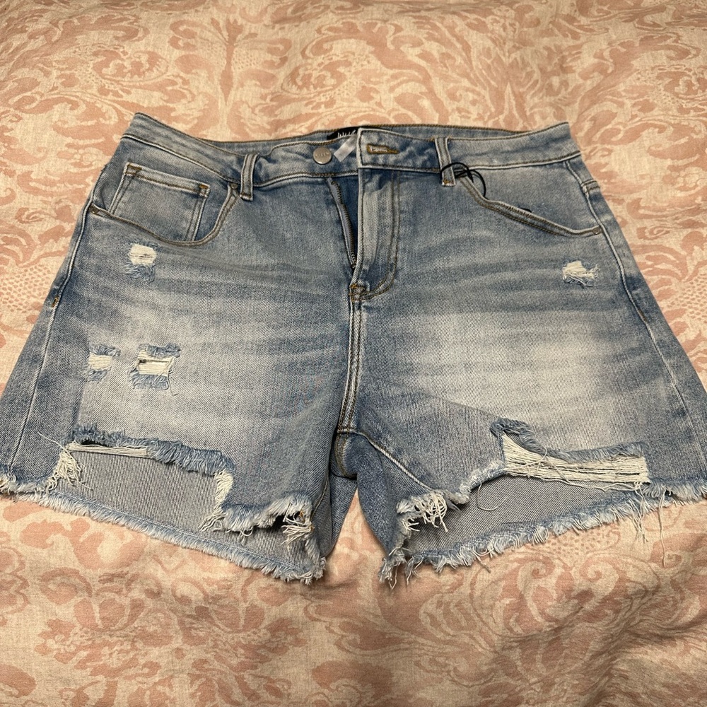 Risen lLight Wash Distressed Denim Shorts